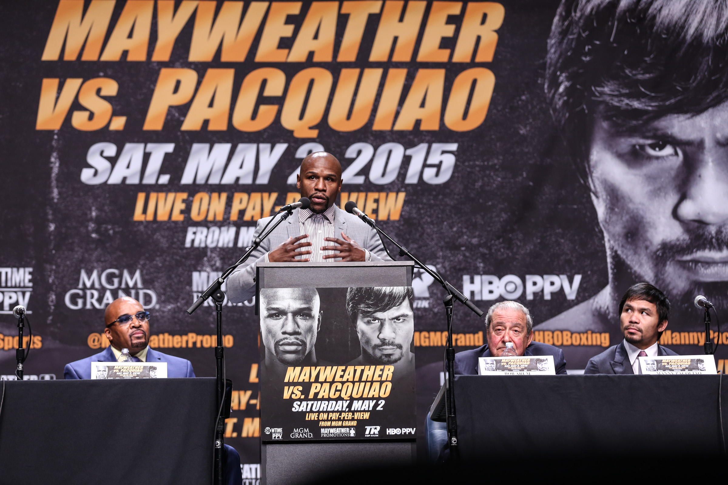 Floyd Speaks at Mayweather Pacquiao Press Conference